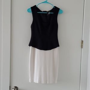 Black and White Fitted Knit Dress
